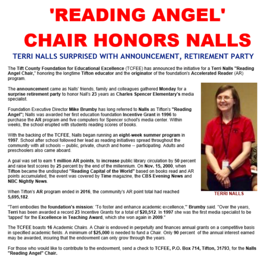 Terri Nalls Reading Angel Chair